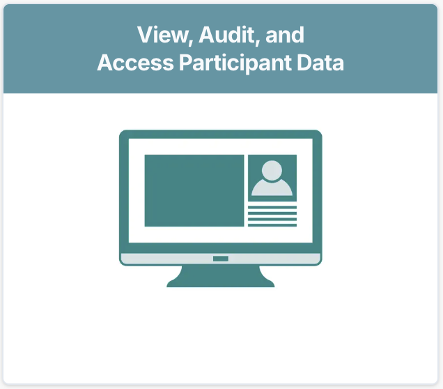 Alt text: ADRC Portal home page with "View, Audit, and Access Participant Data" tile.