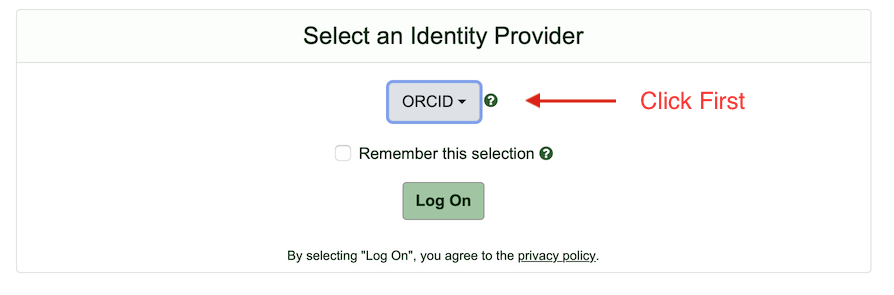 select an identity provider from the list