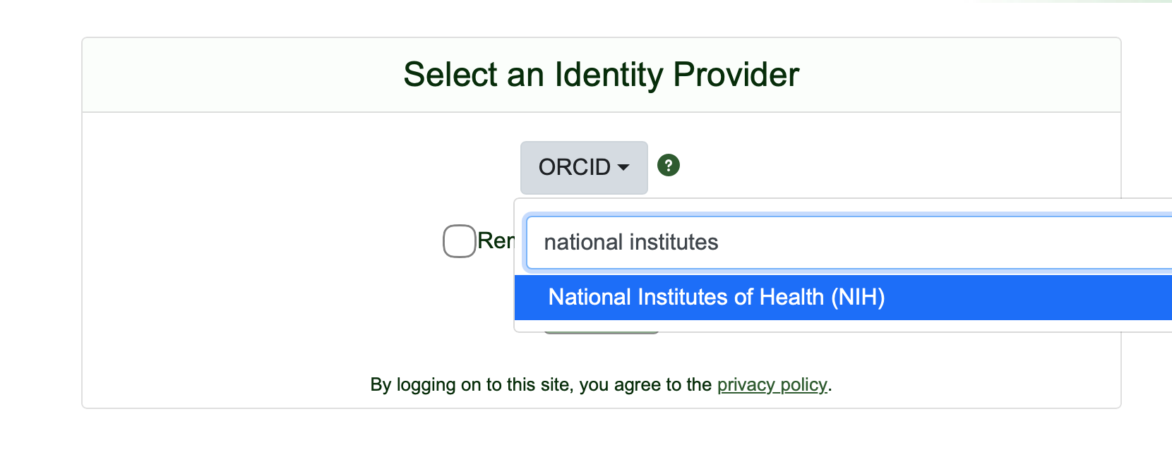 Searching for an identity provider by institution name
