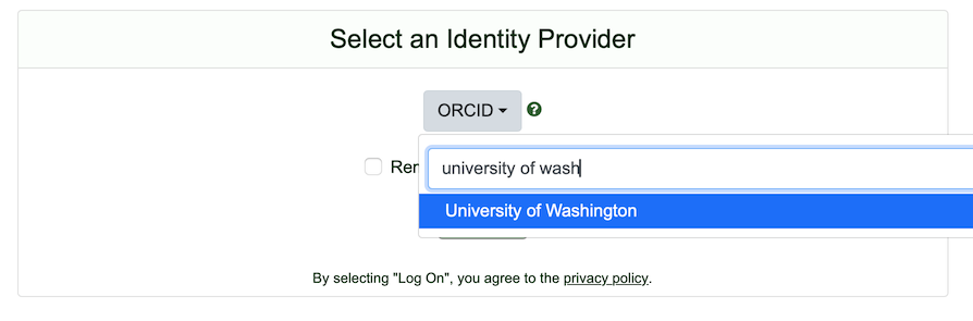 search for the university of washington identity provider