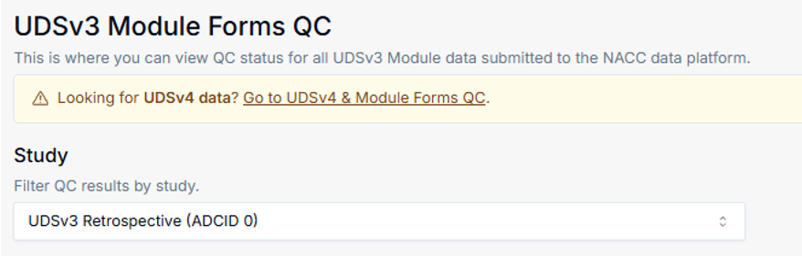 Alt text: UDSv3 Module Forms QC page.