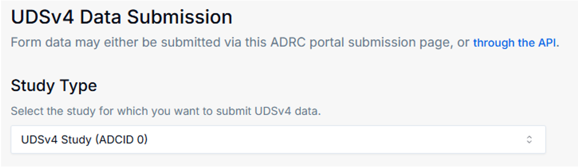 Alt text: UDSv4 Data Submission page.
