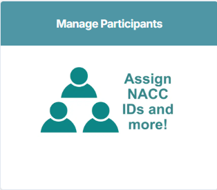 Alt text: ADRC Portal navigation showing “Manage Participants”.