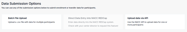 Alt text: Enrollment/Transfer data submission options.