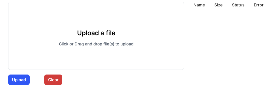 file uploader page allows dragging-and-dropping or opening a file chooser dialog