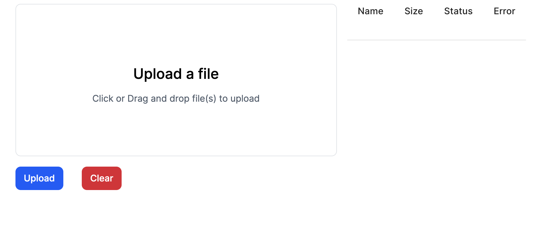 file uploader page allows dragging-and-dropping or opening a file chooser dialog