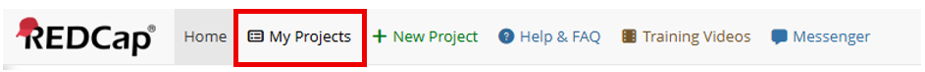 Alt text: My Projects navigation tab.