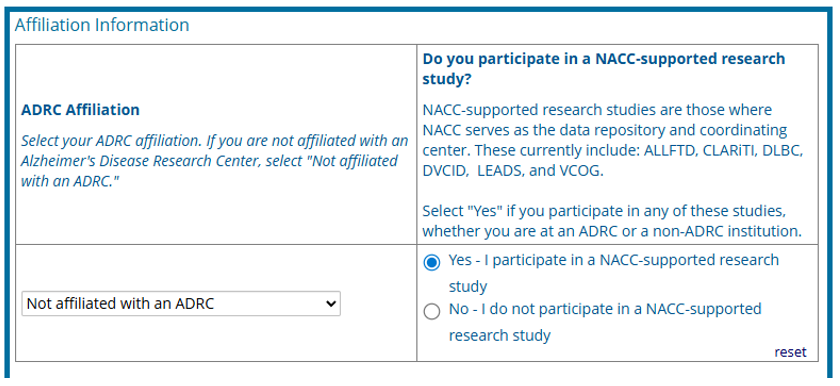 Screenshot: nacc-dir-37-not-adrc-affiliations.png