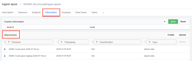 Screenshot: ncrad-apoe-03-ingest-project-information-tab.png