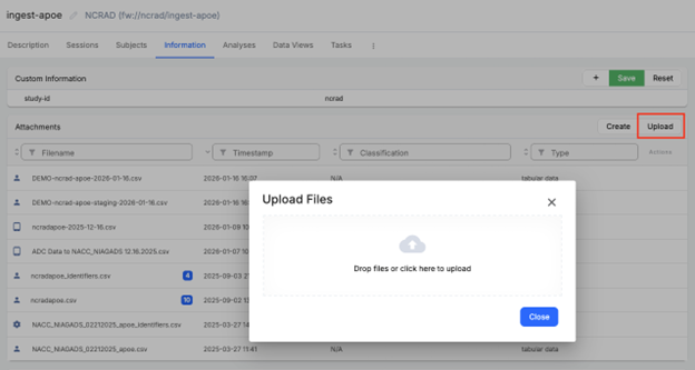 Screenshot: ncrad-apoe-04-information-tab-upload-button.png