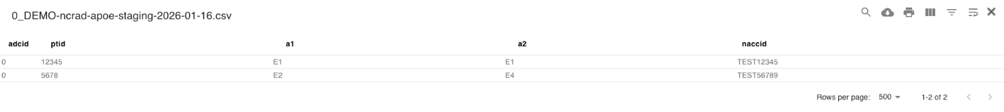 Screenshot: ncrad-apoe-11-open-split-csv-validate.png