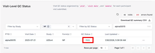 Alt text: np download 14 visit level qc status pass.
