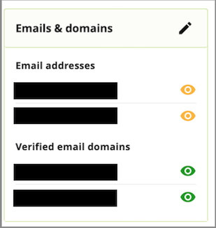 click the pencil icon of emails &amp; domains