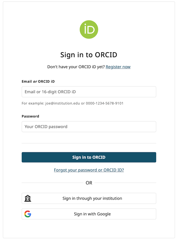 login to your orcid account