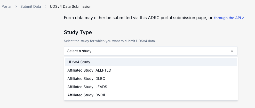 Select the ADRC Program from the drop down list for upload.