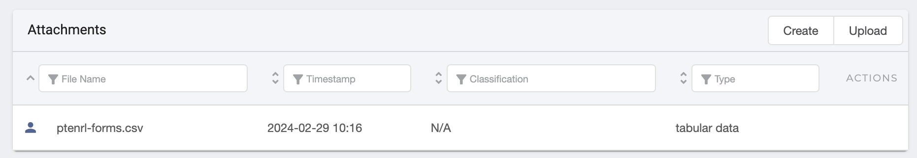 'uploaded files are shown in the attachments pane'