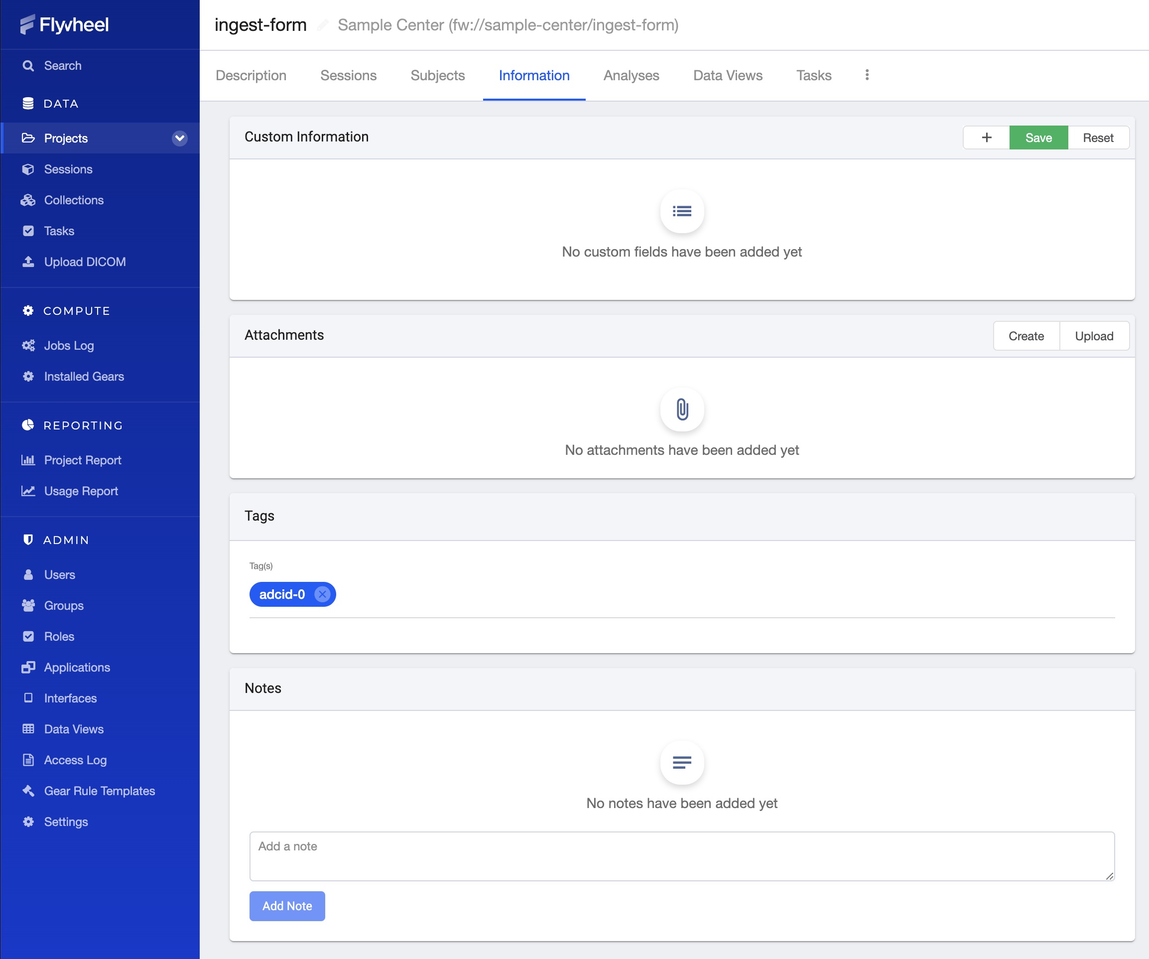 'flywheel project information page'