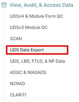 Alt text: Link to "Alt UDS Data Export".
