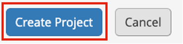 Bottom of Project Creation page with red box around ‘Create Project’ button.